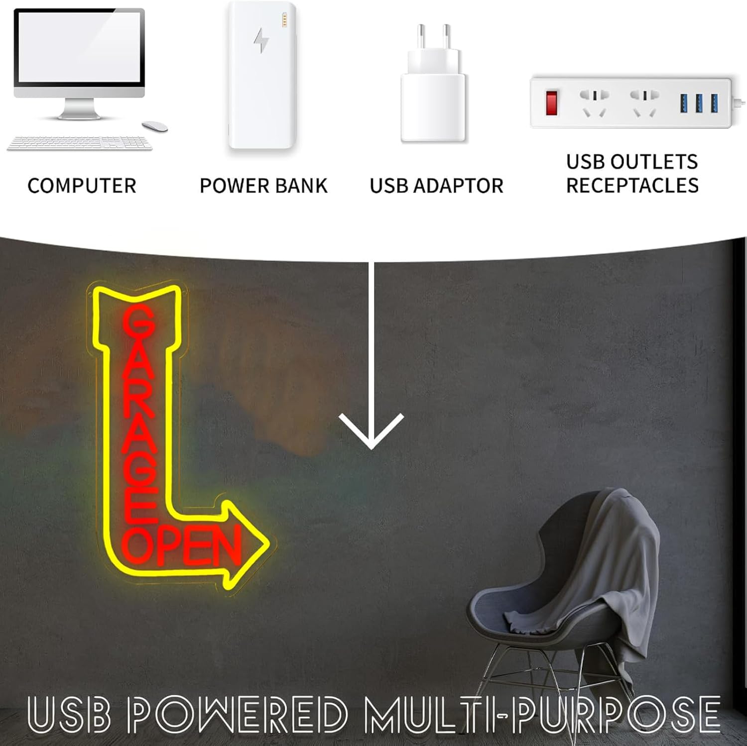 Garage Open Neon Sign USB Po - Auto Repair Shop Open Today ulasan dan harga