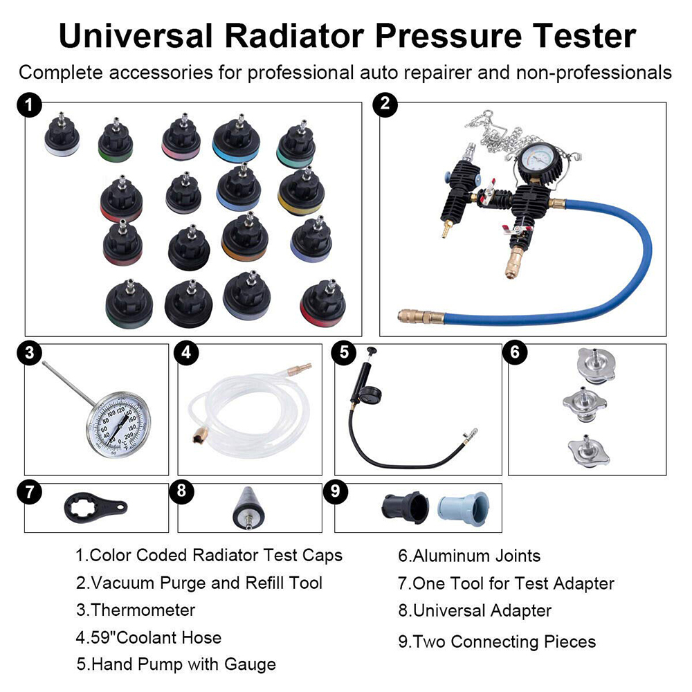 28Pcs Universal Radiator Press - Radiator Pressure Tester ulasan dan harga