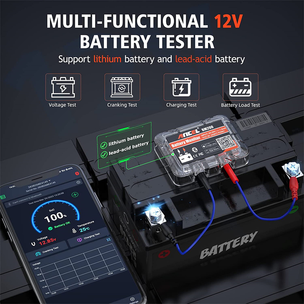 12V Car Battery Tester Bluetoo - Battery Load Tester ulasan dan harga