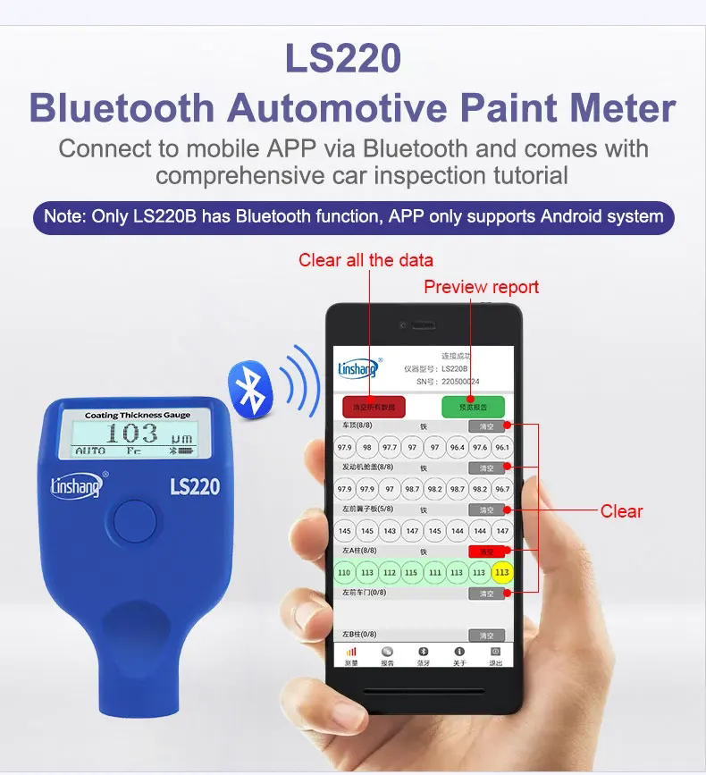 Linshang LS220 Automotive Car  - Paint Thickness Gauge ulasan dan harga